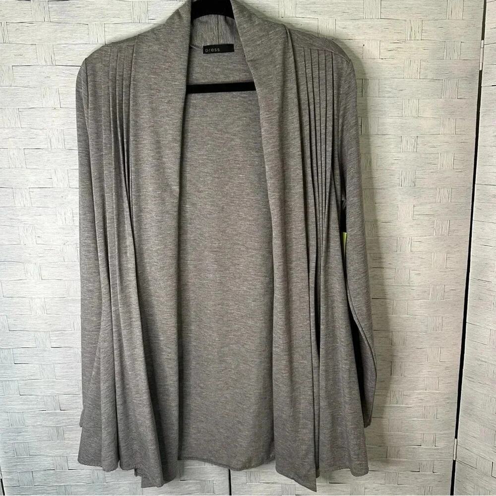Press Womens cardigan‎ gray pleaded layer look bohemian fall Lagenlook casual